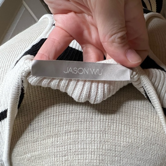 Jason Wu Striped Silk Blend Knit Bodycon Midi Dress, L - Picture 8 of 9